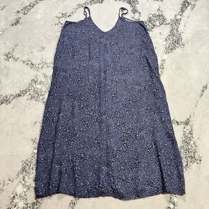 LoveStitch Blue Leopard Print Slip Dress WomensPlus Size 1X 2X Rayon Cami Midi